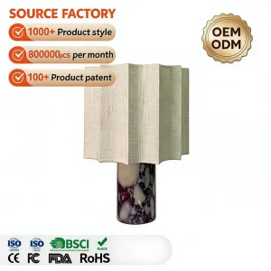 Luxury Style Desk Lamp Marble Linen Plug in Switchable Dimming Cafe Bar Atmosphere LED Lamp