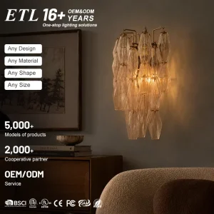 Luxury Style Indoor Decoration Sconce Light Glass LED Wall Lamp for Living Room Hotel Bedroom Villa