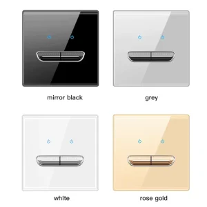 Luxury Tempered Glass Doble Pole Wall Switch 1 2 3 4 Gang LED Light Toggle Switch Black Panel Electrical Smart Wall Switch