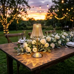 Luxury Wedding Table Centerpiece Light Romantic Cordless Rechargeable LED Table Lamp for Restaurant Banquet Party Outdoor Decor