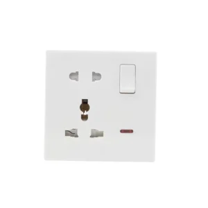 M0501L Universal Single Pole 10A ABS White Wall Socket 5 Outlets Switches 250V 86x86mm