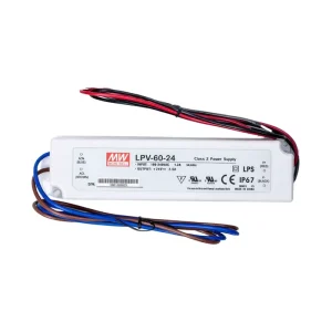 MEAN WELL LPV 60 24 LED Driver 60W 24V Output 85% Efficiency IP67 Rated Ideal for Outdoor and Commercial Lighting