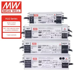 MEANWELL HLG Series 40W 600W 36V 48V 54V 12V 24V IP67 LED Driver 40w 60w 80w 100w 120w 150w 240w 320w 480w 600w
