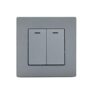 MEZEEN Modern Electric Switch Boards 86*86 European 2 Gang 1 Way Wall Light Switch With LED Indicator Grey PC Cover 10A