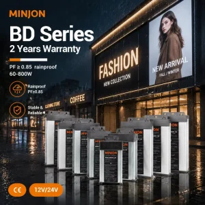 MINJON Economical Outdoor LED Switching IP45 AC 60W DC 12V Single Aluminum LED Driver Transformer Waterproof Power Supply Strips