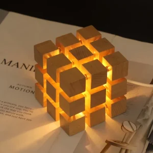 Magic Cube 3D Light Kids Lamp Night Light Wood Night Lamp for Children