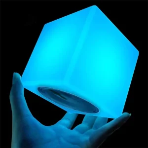Magic Dice LED Night Light, Square PC Cube Table Lamp, Remote Control, Battery Powered, E26 Dimmable