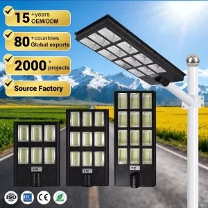 Manufacturer IP65 Waterproof Lithium Battery 600W 800W 1000W All-in-One Solar LED Street Light