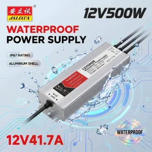 Manufacturer IP67 SMPS Slim LED Driver Waterproof 12V 500W LED Switching Power Supply
