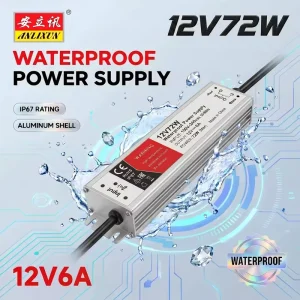 Manufacturer IP67 SMPS Slim LED Driver Waterproof 12V 72W Switching Power Supply