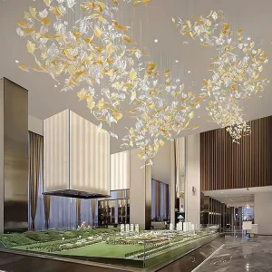 Maple Leaf-Shaped Chandelier Ceiling Pendant Light for Indoor Decoration