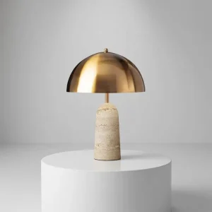 Marble Base Table Lamp European Design for Hotel Bedroom Bedside Golden Mushroom Table Lamp Plug in
