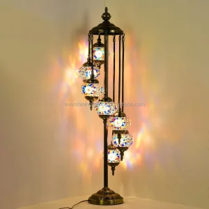 Marrakech 7 Globe MultiColor Mosaic Floor Lamp Moroccan Standing Lamp Turkish Floor Lamp