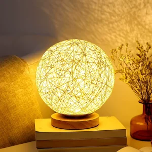 Marshmallow Vine Takraw Ball LED Night Light Table Light Starry Sky Glow Atmosphere Lamp Bedroom Kids Gift USB Three color