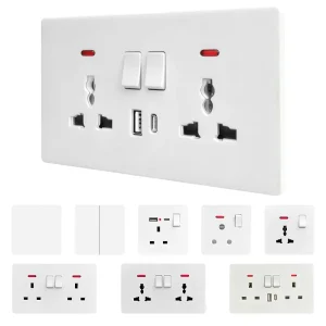 Matte Anti-Fingerprint UK Standard Switches & Sockets USB A+C Switched Wall Socket Series