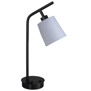 Matte Black Desk Lamp Hotel Guestroom Modern Lighting Decorative Bedroom Table Lamp with Electrical Outlet