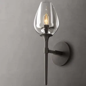 Matte Black Metal Candle Wall Sconce Modern Industrial Bedside Bathroom Vanity Wall Light for Hotel Villa Decor