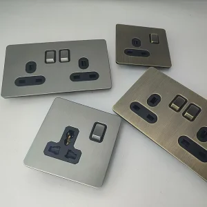 Matte Glossy Stainless Steel Toggle Light Switch UK Standard 1 2 3 4 6 Gang 1 2-Way 16A Retro Vintage Wall Socket