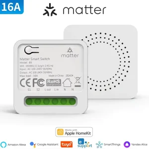 Matter 16A Smart Switch Module 1-Gang with Voice Control App Control and WiFi for Home Automation