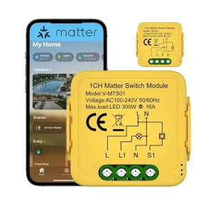 Matter Smart Home Electric Wall Switch Relay Breaker Compatible with HomeKit and SmartThings