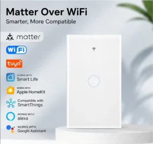 Matter Smart PC WiFi Touch Wall Switch Compatible with HomeKit, Alexa, Google Home, and Tuya