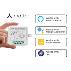 Matter Smart Switch Module Breaker with Wireless Remote, DIY Relay, and 1-, 2-, 3-, or 4-Gang Light Switch