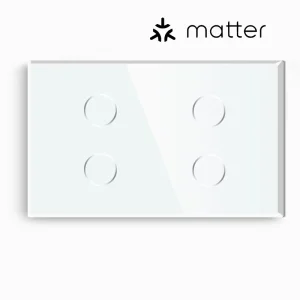 Matter Wall Switch with Tempered Glass Panel 1-4 Gang Touch Button Light Switch for US and UK