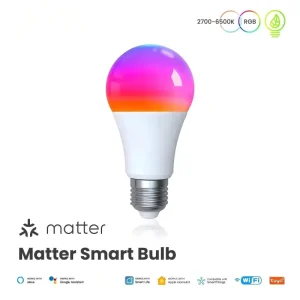 Matter WiFi Smart Bulb Dimmable LED Light 16 Million RGB Colors A19 E27 Candle Lamp Voice Control