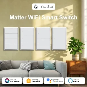 Matter WiFi Smart Wall Light Switch 1 2 3 4 Gang Neutral Wire Push Button App Control