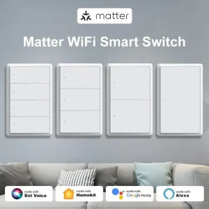 Matter WiFi Smart Wall Light Switch, 1 2 3 4 Gang, Neutral Wire, Push Button, App Control