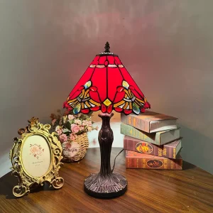 Mediterranean LED Table Lamp Blue Stained Glass Lampshade 30cm AC Powered E26 Base Living Room Bedside Light