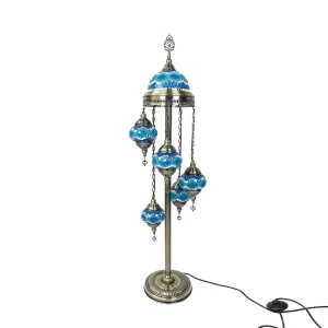 Mediterranean Vintage Floor Lamp 5 Head Turkish Colorful Handmade Floor Light for Bedroom Living Room Bar