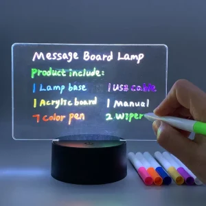 Message Board Lamp With 7 Colors Erasable Markers Rewritable Light Board for Desk Kids Bedroom Sleep Led Night Light Room Decor