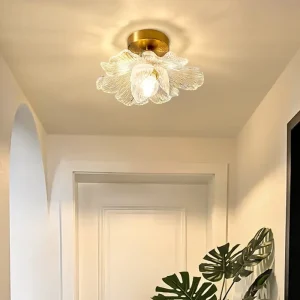 Metal Acrylic Suspended LED Ceiling Light with Lotus Shape for Living Room, Hallway, Entryway, Foyer, or Corridor