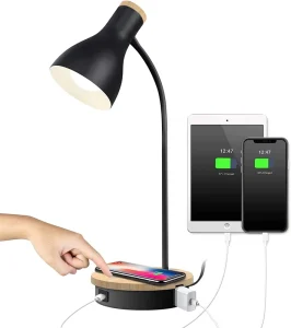 Metal Black Desk Lamp Adjustable Flexible Gooseneck Reading Bedside Table Light for Home Office Study Bedroom