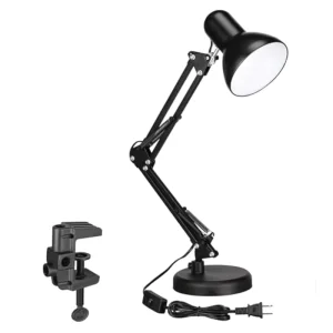 Metal LED Desk Lamp with Clamp Swing Arm Adjustable Gooseneck Clip Light Battery Operated Bedroom Home Office Study Reading