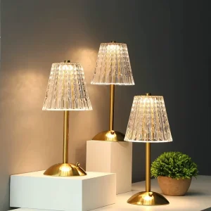 Metal LED Table Lamp Bedside Charging Night Light Bedroom Decor Atmosphere Light Luxury Touch Control Bar Battery