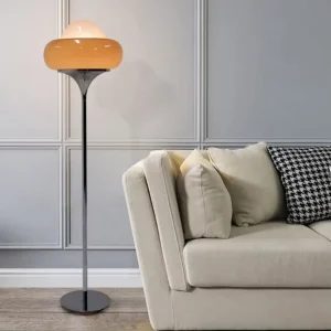 Metal Modern Standing Floor Lamp LED Glass Shade E27 Foot Switch Bedroom Bedside Home Decorative Ground Floor Light