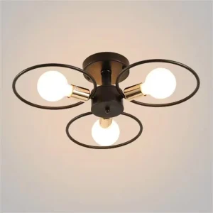 Metal Multi-Head E27 Ceiling Light for Living Room Bedroom Study Entrance Black Gold