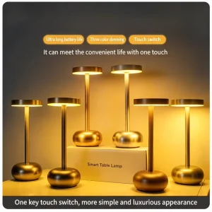 Metal Rechargeable LED Table Lamp Ambient Night Light for Bedroom Bedside Bar Restaurant Outdoor