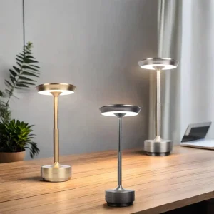 Metal Rechargeable LED Table Lamp Touch Control Battery Powered for Bedroom and Camping