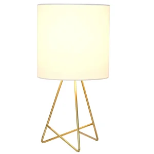 Metal Shelf Table Lamp with White Fabric Shade Desk Lights Indoor Decorative Lighting for Living Room Bedroom