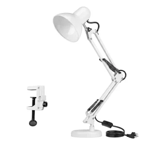 Metal Swing Arm Desk Lamp with Clamp Base Dual Use Adjustable Architect Table Lamp for Office Study Reading Drafting