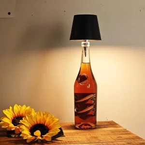 Metal Wine Bottle LED Night Lights, 3-Pack, Rechargeable Wireless Lamps for Bars, Restaurants, and Bedrooms