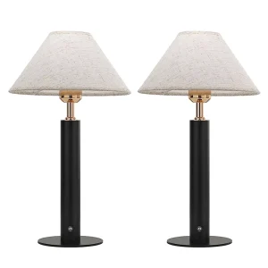 Mid Century Modern Fabric Umbrella Shaped Table Lamp Bedroom Study Bedside 5000mAh Rechargeable Touch Sensitive Dimmer