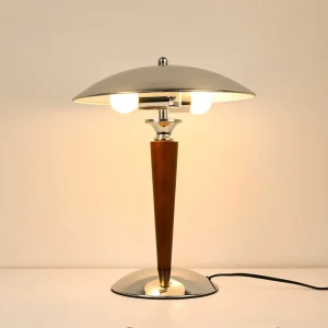 Mid Century Modern Silver LED Table Lamp Vintage Bedside Light for Bedroom Living Room Office Home Decor