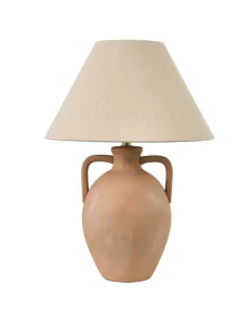 Midcentury Simple LED Ceramic Table Lamp with Flexible Natural Beige Linen Shade Ambient Light E26 Bulb Base