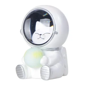 Mini Astronaut Night Light with Warm White LED and Resin Body