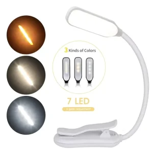 Mini Battery Powered Book Reading USB Night Light Table Lamp Eye Protection Touch 3 Modes Adjustable Clip On Desk Lamp