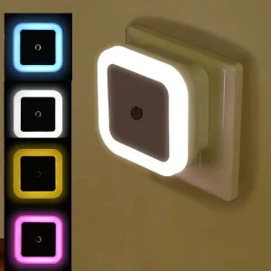 Mini LED Night Light EU US Plug in Dusk to Dawn Sensor Wall Night Lamp Square for Bedroom Hallway Stairs Corridor 110V 220V